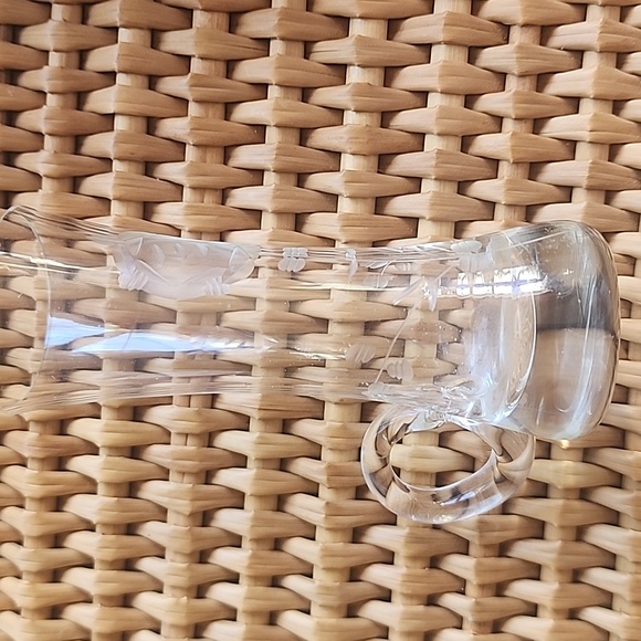 Vintage Floral Etched Glass Small Handled Bud Vase - Picture 5 of 8